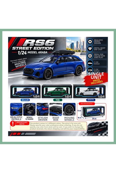 BŞK VİRGO سيارة موديل 1/24 RS6 ستريت إديشن (السعر للقطعة الواحدة) BSK2026