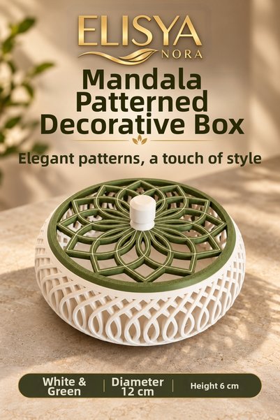 Elisya Nora Decorative Jewelry and Accessory Box with Mandala Patterned Lid