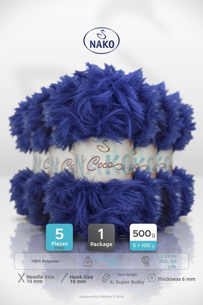 NAKO Coco • Saks Blue(97954) • 5-Pack X 100Gr / 24m • Sweater, Cardigan, Scar...