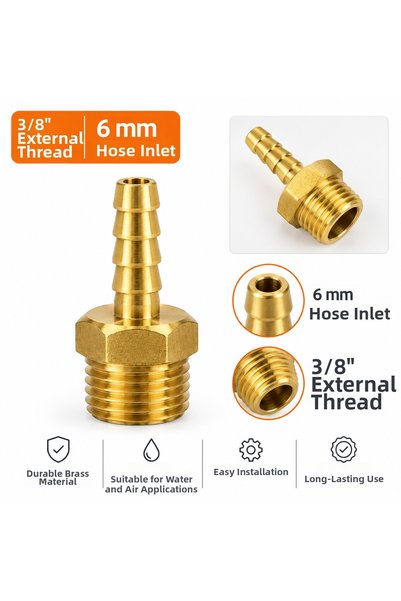 Generic Brand 3/8” External Thread 6 mm Hose End Brass Fitting – Yellow Hose ...