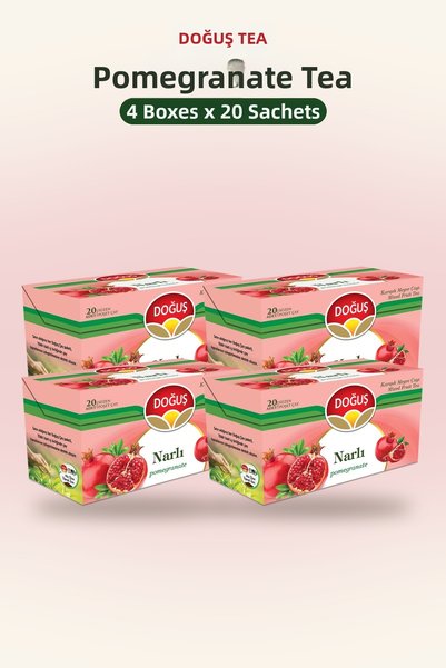 Doğuş Çay Pomegranate Tea 20 Filtered Bags X 4 Boxes