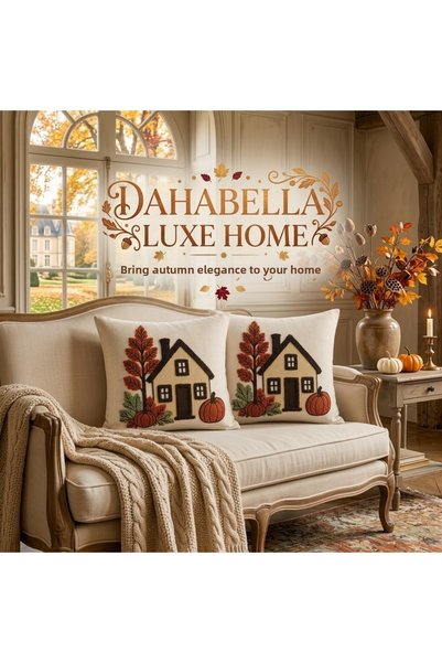 DAHABELLA LUXE HOME مجموعة من 2 غطاء وسادة مزخرف 43x43 - غطاء وسادة مربع فاخر...