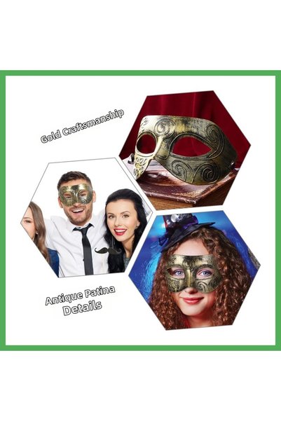 Nur store Çanta Gold Antique Face Mask - Ancient Style Ball Mask Bezoss