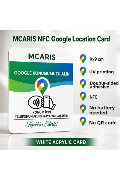 mcaris بطاقة تحديد المواقع من جوجل بتقنية NFC مقاس 9x9 سم مطبوعة بالأشعة فوق البنفسجية من البليكسي، خريطة طريق بدون تلامس مع شريط لاصق، قطعة واحدة