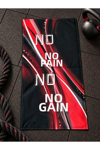 Dotamess منشفة رياضية مطبوعة بعبارة "No Pain No Gain" مقاس 50 × 100 سم، سطح د...