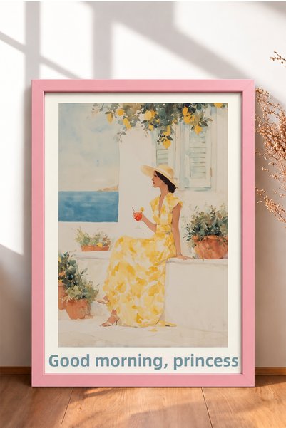 HOMEPACK لوحة فنية مؤطرة للسيدات من Buongiorno Principessa Terasta، ملصق إيطا...