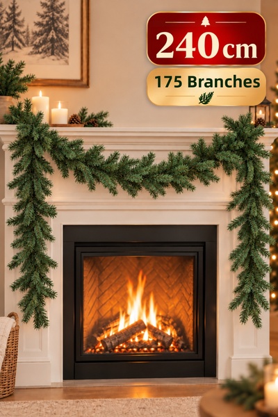Huzur Party Store New Year Green Garland 240 Cm 175 Bushy Branches New Year O...