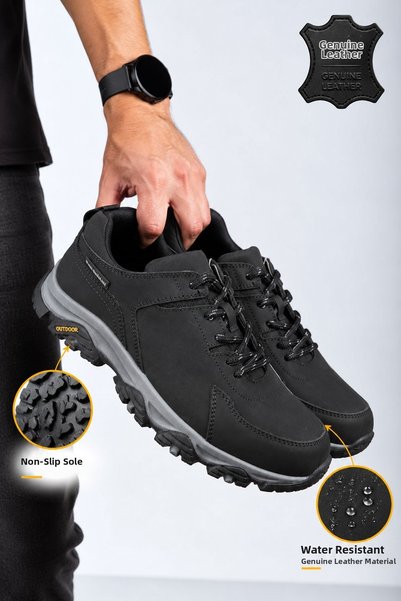 AlbiShoes Мъжки зимни ортопедични обувки от естествена кожа с термо неплъзгащ...