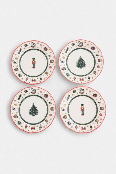 TRENDYOLMİLLA HOME 4-Piece New Year's Patterned Porcelain Cake Set Tphaw27Tbk...