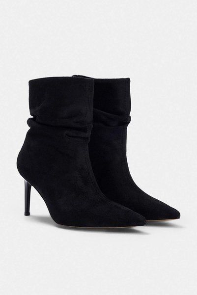 TRENDYOL SHOES Black Suede 8 cm Women's Slouchy Boots Takaw27Bo00017