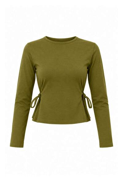 Trendyol Collection تي شيرت كاكي محبوك TWOAW27TS00142