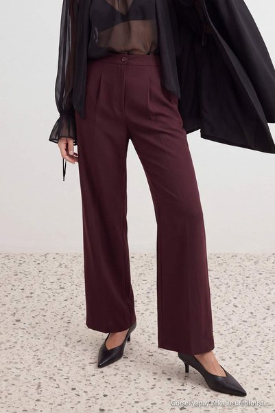 TRENDYOLMİLLA EXCLUSIVE Özel Koleksiyon Mürdüm Yumuşak Tuşeli Wide Leg/Geniş ...