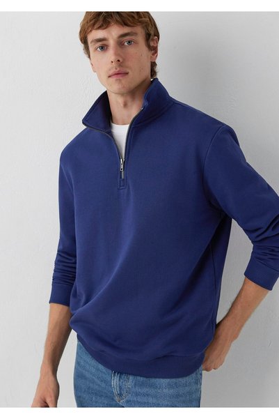 Mavi Yarı Fermuarlı Lacivert Basic Sweatshirt 0S20027-70491