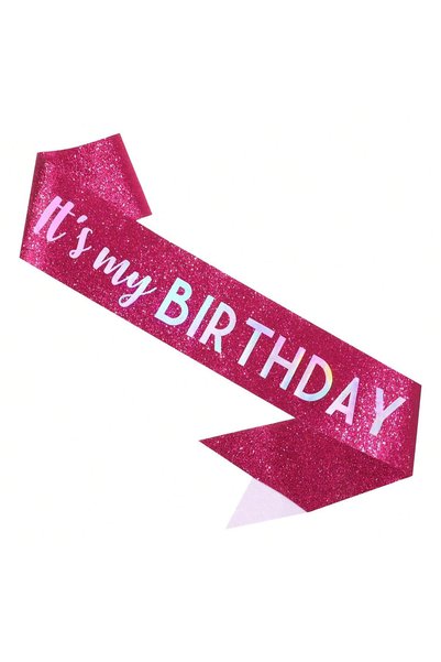 Choice وشاح عيد ميلاد وردي ساخن مكتوب عليه It's My Birthday مع ورق ذهبي وردي ...
