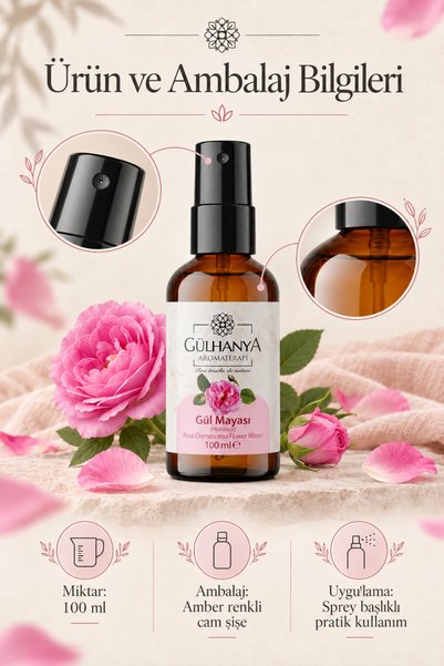 Gülhanya Aromaterapi Gül Mayası 100ml - Yoğun Gül Yağlı Gül Suyu Sıkılaştırıcı, Aydınlatıcı ve Arındırıcı Tonik