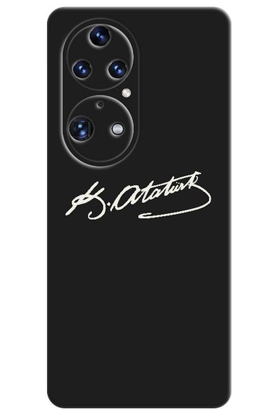 Zebana Huawei P50 Pro Compatible Case Ataturk Signature Silicone Case (Printed)