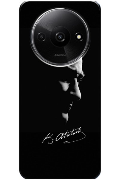 Zebana Xiaomi Redmi A3 Compatible Case Mustafa Kemal Atatürk Black Silicone C...