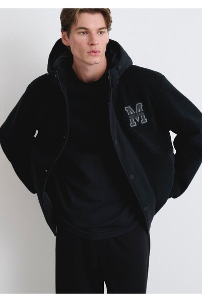 Mavi M Logo Patchli Siyah Sherpa Mont 0110628-80022