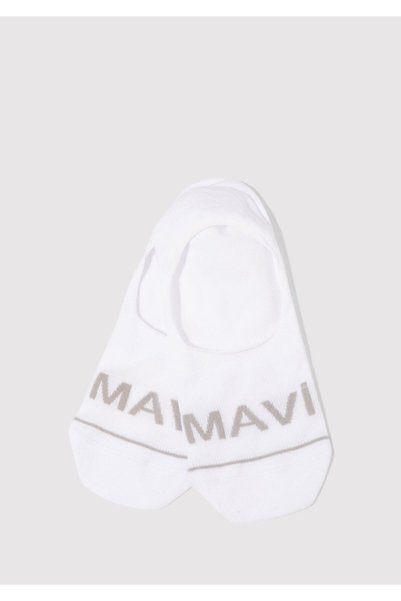 Mavi Logo Baskılı Beyaz Babet Çorabı 0911319-620