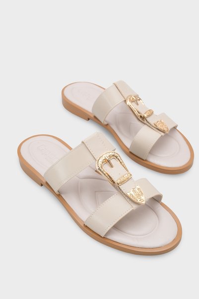 Capone Outfitters Brynn cataramă metalică piese cu toc plat pentru femei papuci