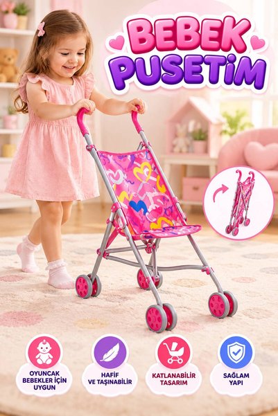 Tıfıl Toys Katlababilir Bebek Arabası Oyuncak Metal Puset