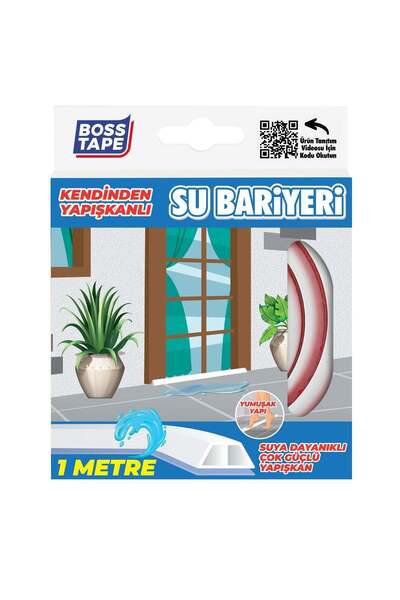 Boss Tape Yapışkanlı Duş Kapı Mutfak Tezgahı Etrafı Su Kesici Bariyer Beyaz 1mt