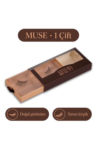 Venura Beauty MUSE 1 Çift Yarım Takma Kirpik | Doğal Görünüm, Hafif, Günlük K...