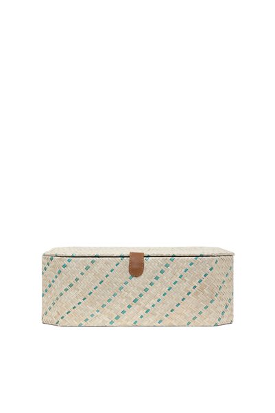 Yargıcı Leather Detailed Pandanus Rectangular Box (36X28X13 cm)