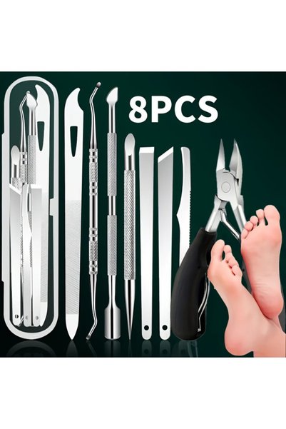Choice مجموعة العناية بالأظافر الاحترافية من 8 قطع، مقص بشرة من الفولاذ المقا...