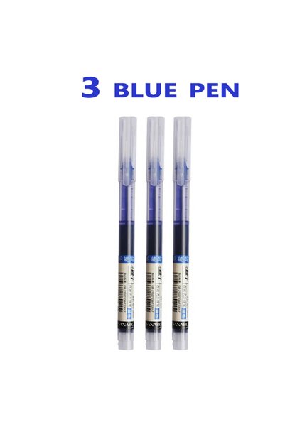 Choice 3 blue pen 3-5Pcs Straight Liquid Gel Pen Quick-drying, Large-capacity...