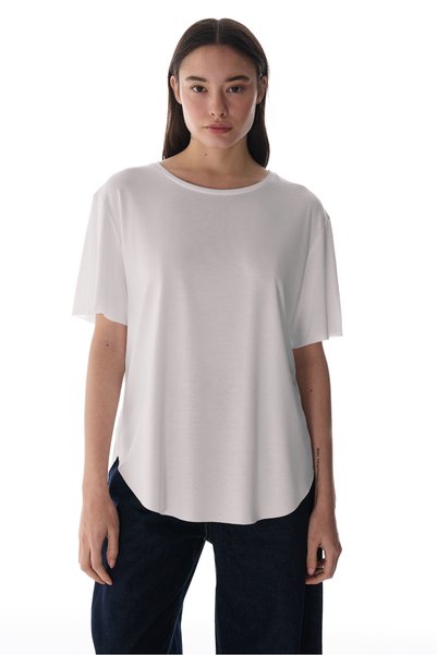 Penti Beyaz Bisiklet Yaka Oversize Modal T-Shirt