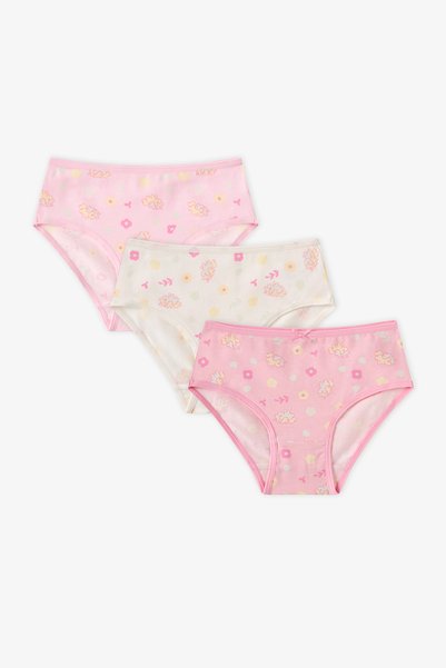 Penti Kız Çocuk Pembe Kawaii Unicorn Penguen Desenli 3'lü Slip Külot