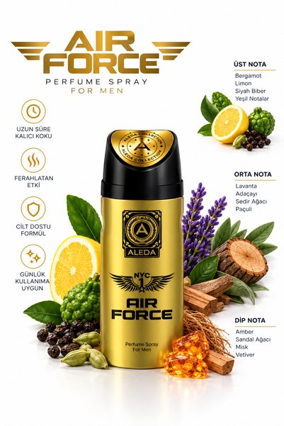 Aleda Erkek Deodorant 200 ml - Air Force - %0 Alüminyum ( İçermez)