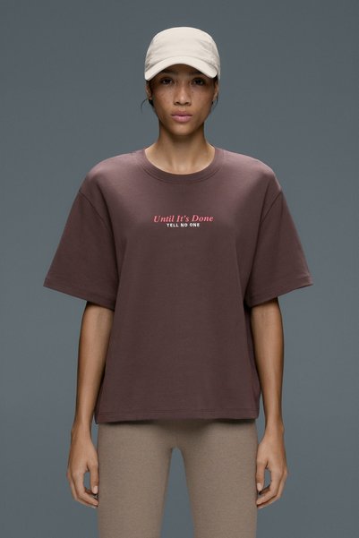 Oysho Boxy t-shirt, %100 pamuklu yazılı