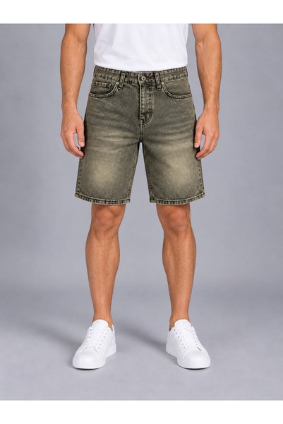 LudoWear شورت جينز من قماش الدنيم بدون ليكرا