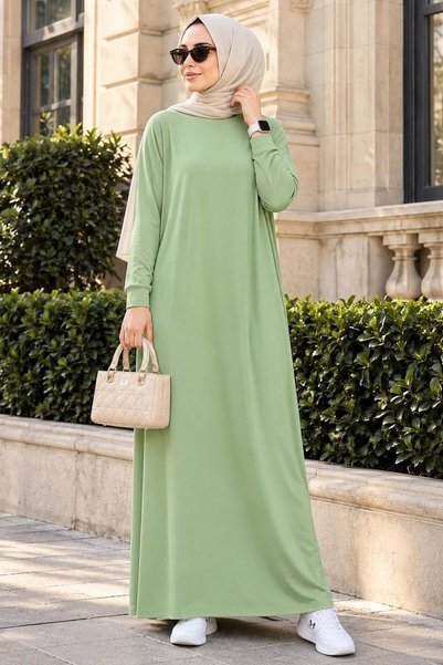 Neva Style Batwing Sleeve Green Hijab Ferace 17801Cy