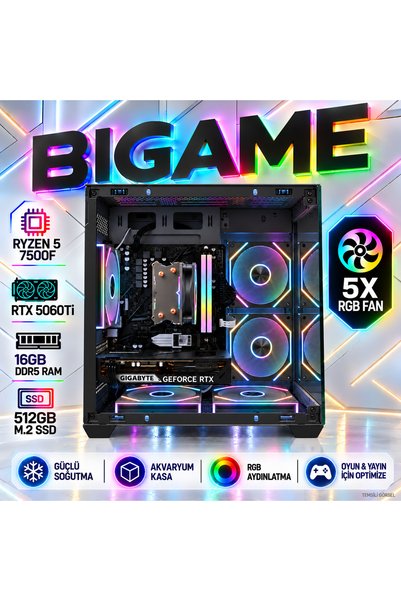 Genel Markalar Paradise V5 Ryzen 5 7500F Rtx 5060Tİ 16GB Ram 512GB M2 SSD Akv...