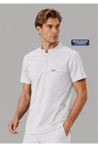 Simirna Üniforma Doar Topul |   MARİN Uniformă clinică albă premium din Lycra...