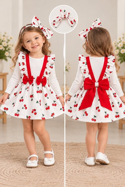 Moda Lina Baby Girl Cherry Patterned Salopet