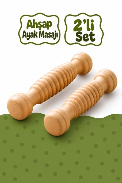 Circle Toys Doğal Ahşap Ayak Masaj Aleti 2'li Set | Ayak Tabanı Rahatlatıcı M...