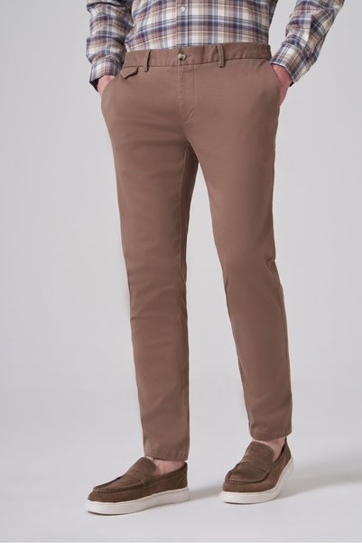 Morven Ανδρικό παντελόνι Chino Trend εφαρμοστό από βαμβακερό μπεζ