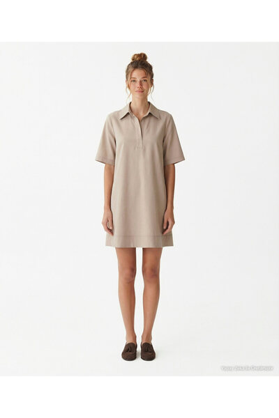 Yargıcı Loose Shirt Collar Short Sleeve Dress