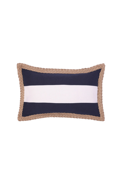 YARGICIHOMEWORKS Jute Edged Line Patterned Linen Fabric Rectangular Pillow (3...