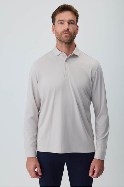Morven Men's Stone Polo Collar Rayon Sweatshirt
