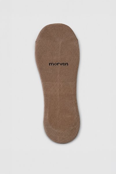 Morven Men's Beige Bamboo Plain Pattern Ballerina Socks