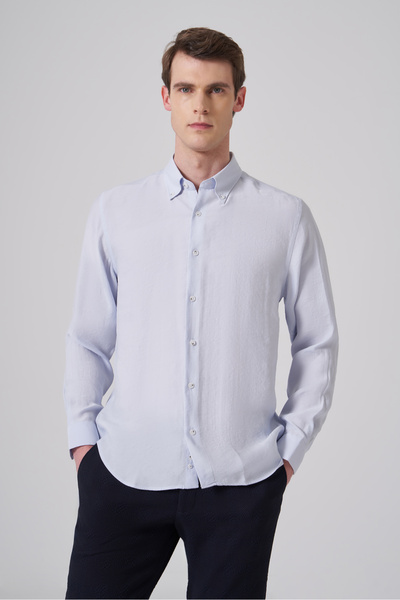 Morven Men's A. Mavi̇ Dynamic Fit Buttoned Collar Shirt Modal