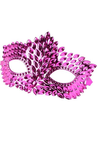 partidolu Pembe Renk Su Damlası Model Plastik Balo Maskesi 1 Adet 16x11 Cm
