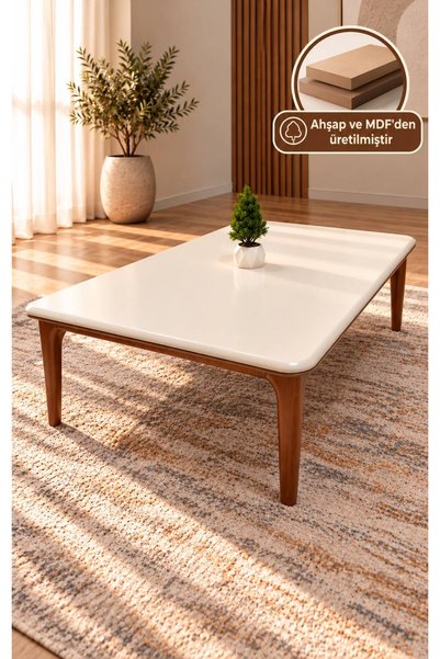 Zerona Lina Ceviz Detaylı Modern Orta Sehpa – MDF, Boyalı