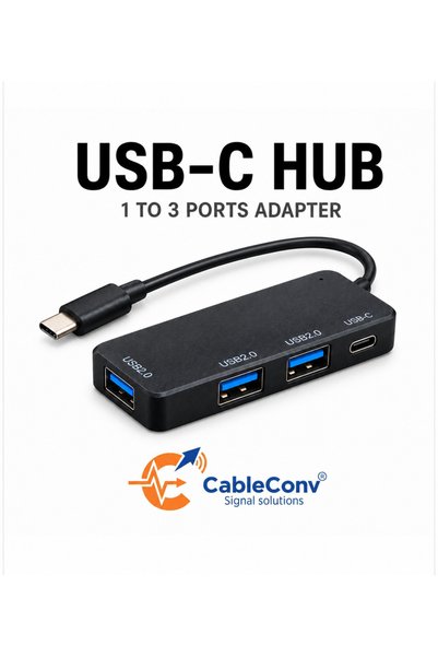Generic محول كابل USB-C متعدد المنافذ من 1 إلى 3 منافذ - موزع USB متعدد مع من...