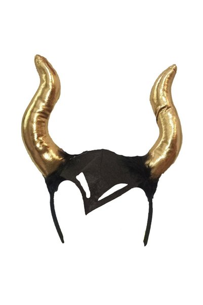 partidolu Malefiz Tacı Boynuzu Maleficent Taç Boynuzlu Altın Renk